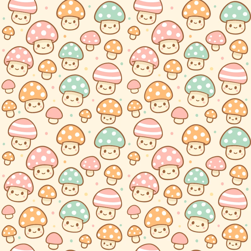 ชุด seamless repeat pattern ลายเห็ดน่ารักๆ สีพาสเทล - view 1