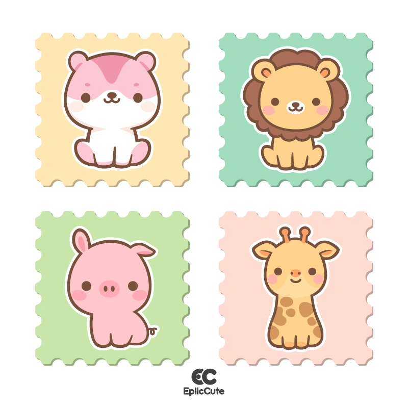 สติกเกอร์ สแตมป์รูปสัตว์น่ารักๆ สีพาสเทลอ่อน ละมุนตา - view 1