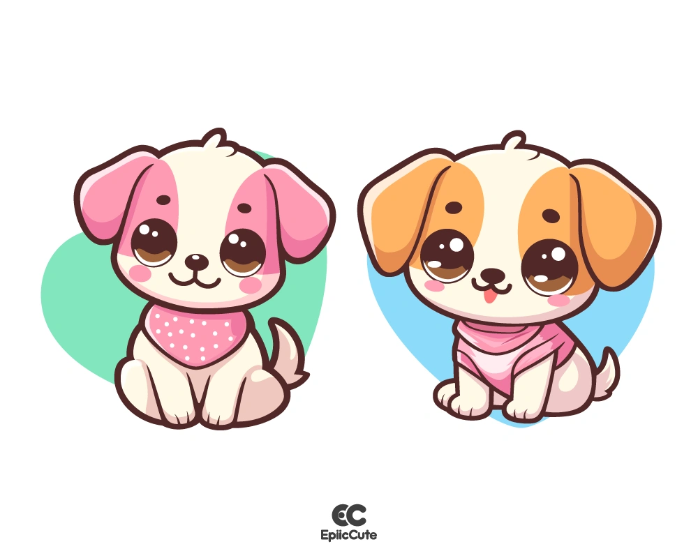 หมาน้อยนั่งกระดิกหางดุ๊กดิ๊ก มีลายหัวใจเป็นพื้นหลัง - view 1