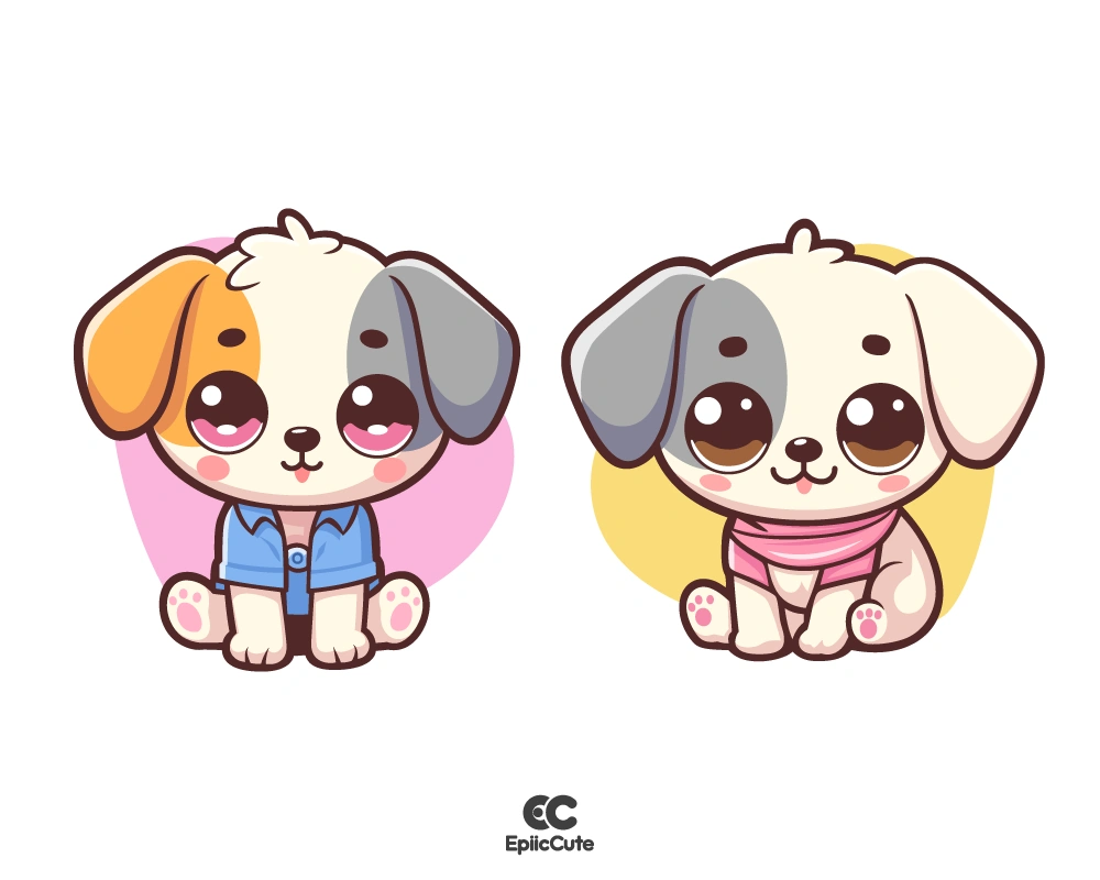 หมาน้อยนั่งกระดิกหางดุ๊กดิ๊ก มีลายหัวใจเป็นพื้นหลัง - view 1